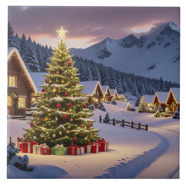 Christmas lights landscape with snow (Frente)