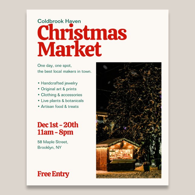 Christmas Market Retro Editorial Photo Flyer (Criador carregado)