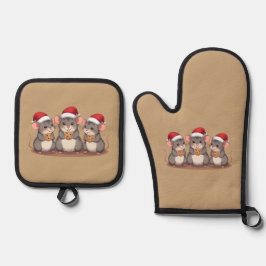 Christmas Mice Eating Santa's Cookies, Oven Mitt