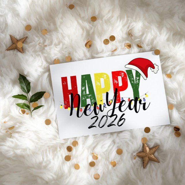 Christmas New Year 2026 colorful Flat Card (Criador carregado)