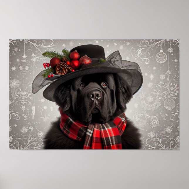 Christmas Newfie Lady Holiday Poster (Frente)
