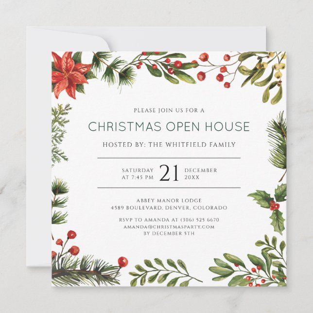 Christmas Open House Party Invitation (Frente)
