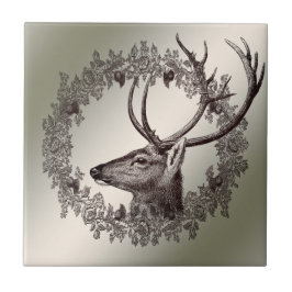 Christmas Party Floral Reindeer Golden Winter