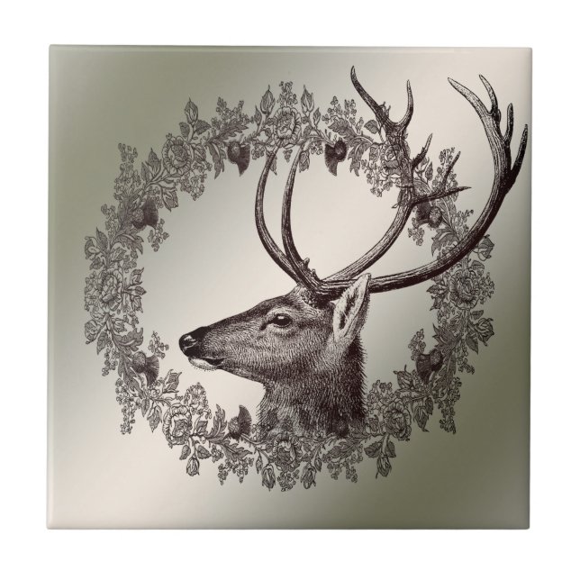 Christmas Party Floral Reindeer Golden Winter (Frente)