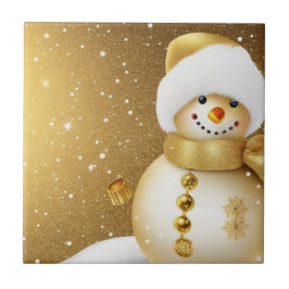 Christmas Party Golden Snowman Snowflakes Holidays