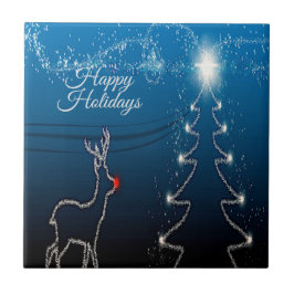 Christmas Party Reindeer Tree Blue Sky Shiny Stars