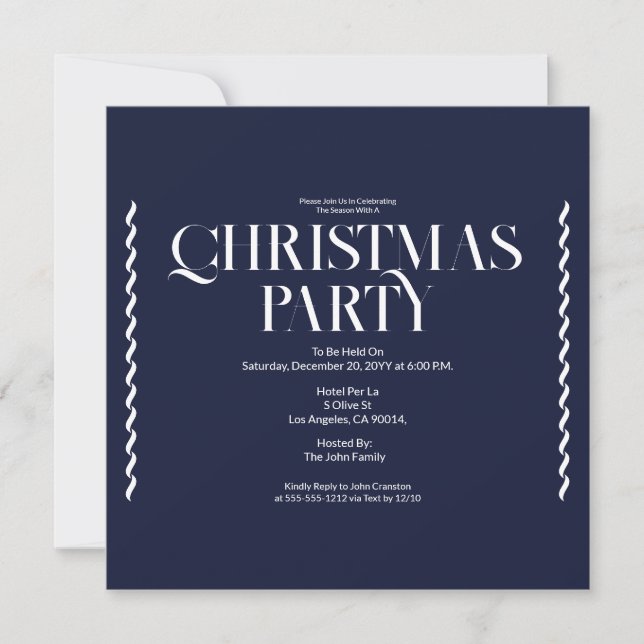 Christmas Party Vintage Elegant blue Invitation (Frente)