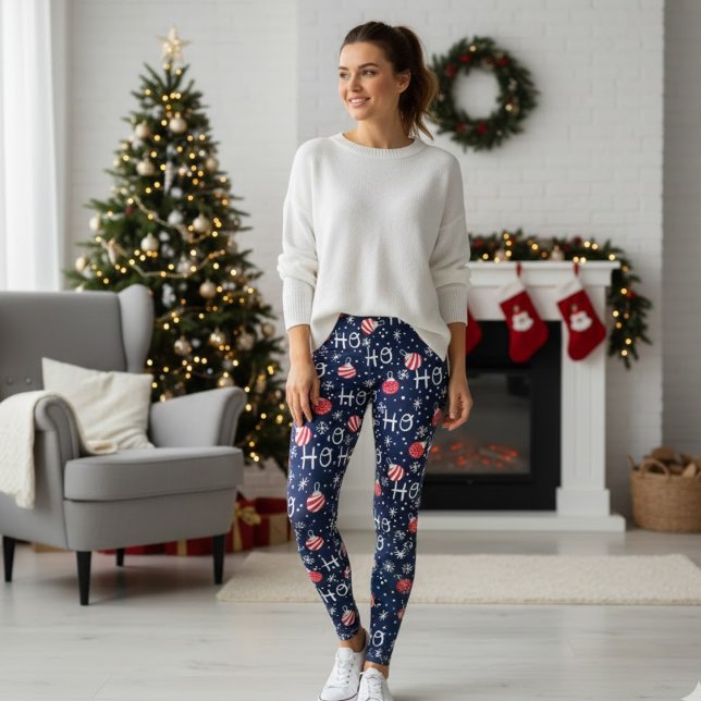 Christmas Pattern Seamless Background Leggings (Criador carregado)
