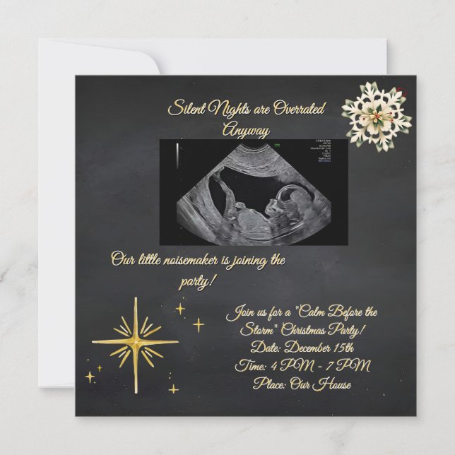 Christmas Pregnancy Chalkboard Invitation  (Frente)