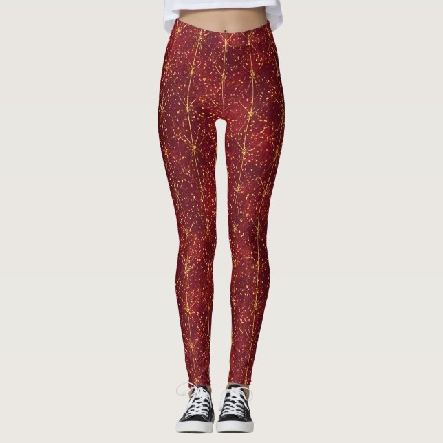 Christmas  ,Red Gold ,Merry Christmas  Leggings (Frente)