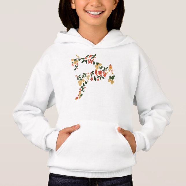 Christmas Reindeer Collage Hoodie – Festive Holida (Frente)