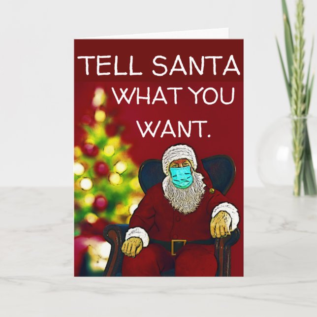 CHRISTMAS SANTA CLAUS VESTINDO MÁSCARA CARTÃO COVI (Frente)