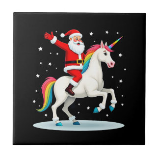 Christmas Santa Riding Unicorn Xmas Girls Women Ra