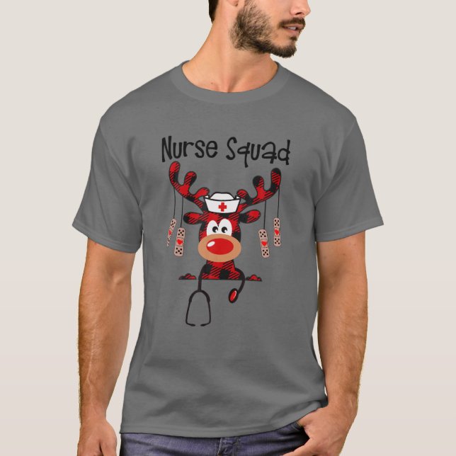 Christmas Scrub Top Reindeer Scrubs Rubber Gloves (Frente)