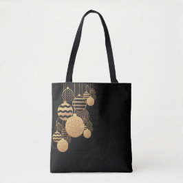 Christmas tote bag with baubles - black background