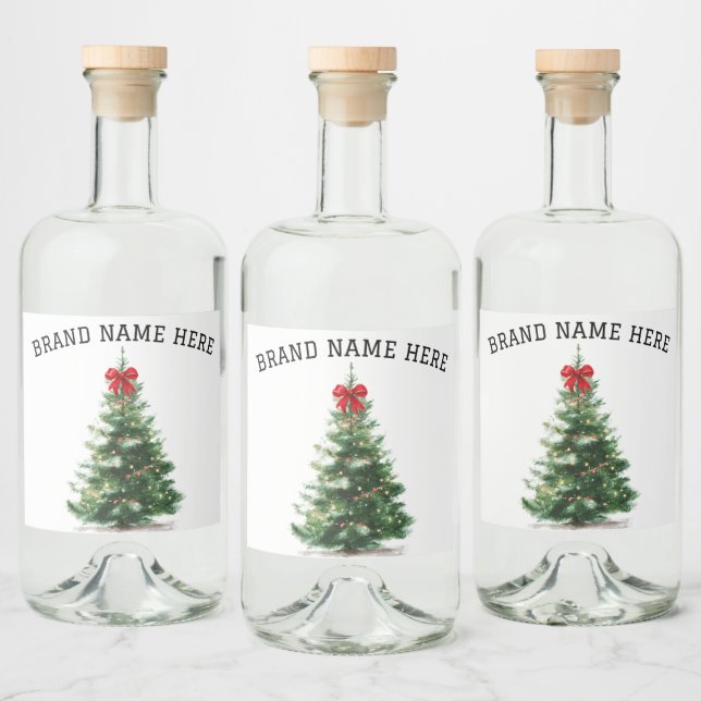 Christmas Tree Beverage Label Set – Brand Name (Garrafas)