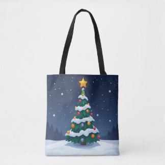 Christmas Tree with Snow Tote