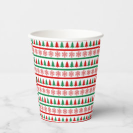 Christmas Trees and Snowflakes Print Paper Cups