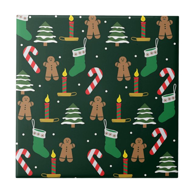 Christmas trees with gingerbread men,  (Frente)