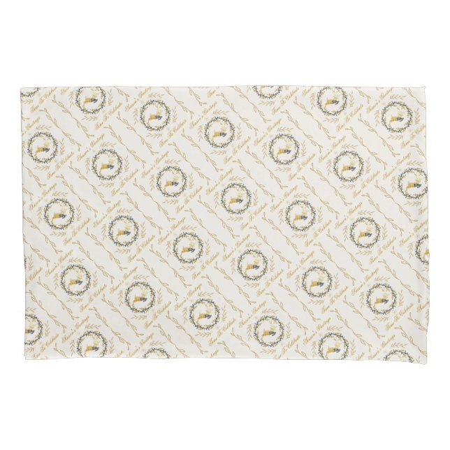 Christmastime Deer & Wreath Yellow Cream Pattern (Frente)