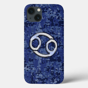 Chrome Like Cancer Sign on Blue Digital Camo