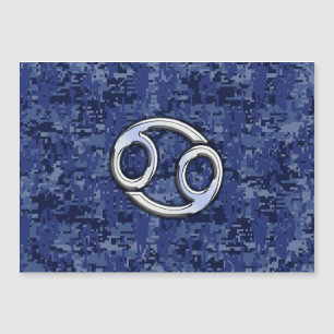 Chrome Like Cancer Sign on Blue Digital Camo