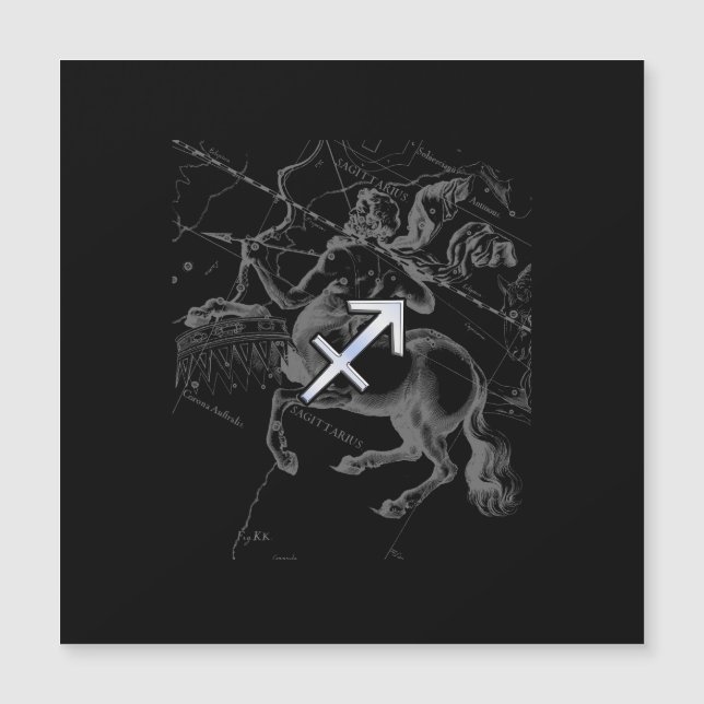 Chrome Like Sagittarius Sign on Black Hevelius (Frente)