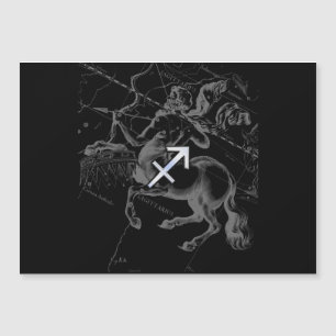 Chrome Like Sagittarius Sign on Black Hevelius
