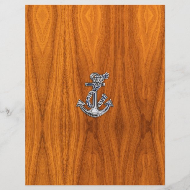 Chrome Rope Anchor em Teak Veneer (Frente)