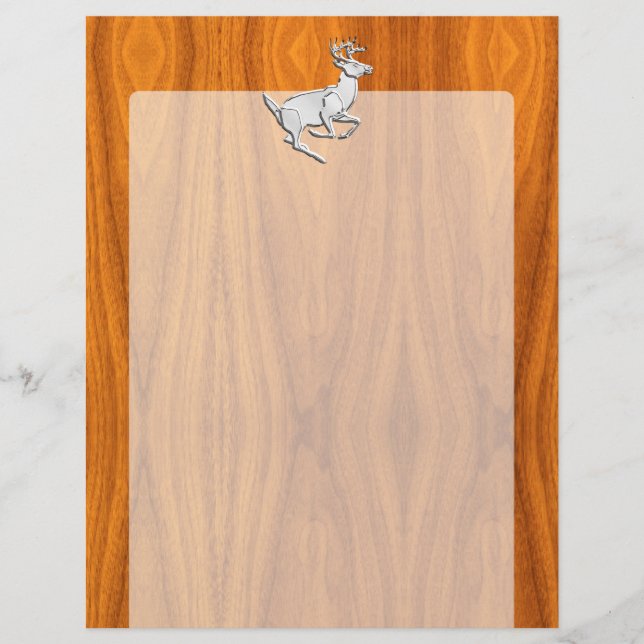 Chrome Running Deer on Fine Teak Impressão (Frente)