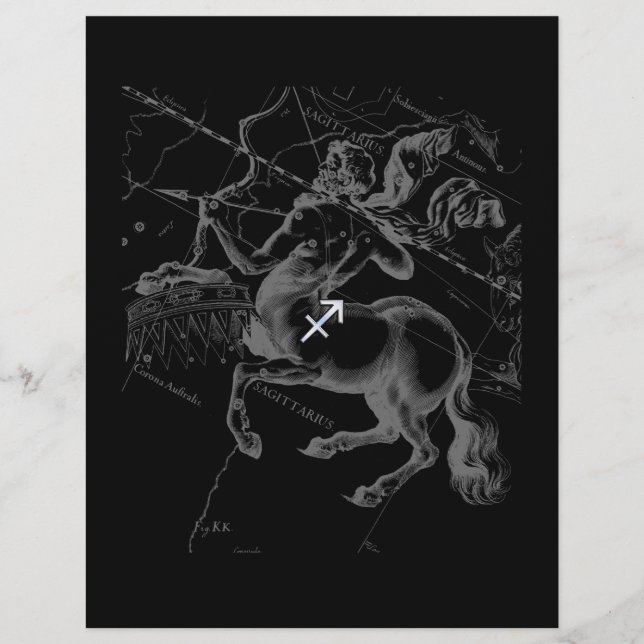 Chrome Sagittarius Símbolo Zodiac Hevelius cerca d (Frente)