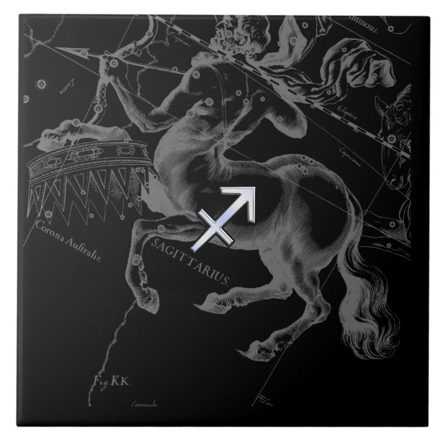 Chrome Sagittarius Símbolo Zodiac Hevelius cerca d (Frente)