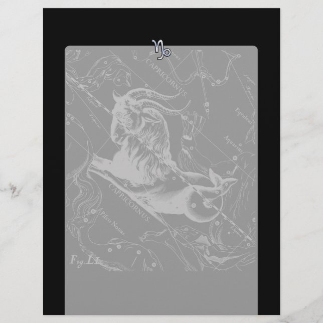 Chrome Style Capricórnio Sinal Zodiac em Hevelius (Frente)