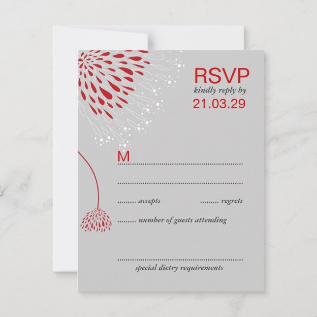 Chrysanthemum Flowers Floral Elegant Wedding RSVP (Verso)