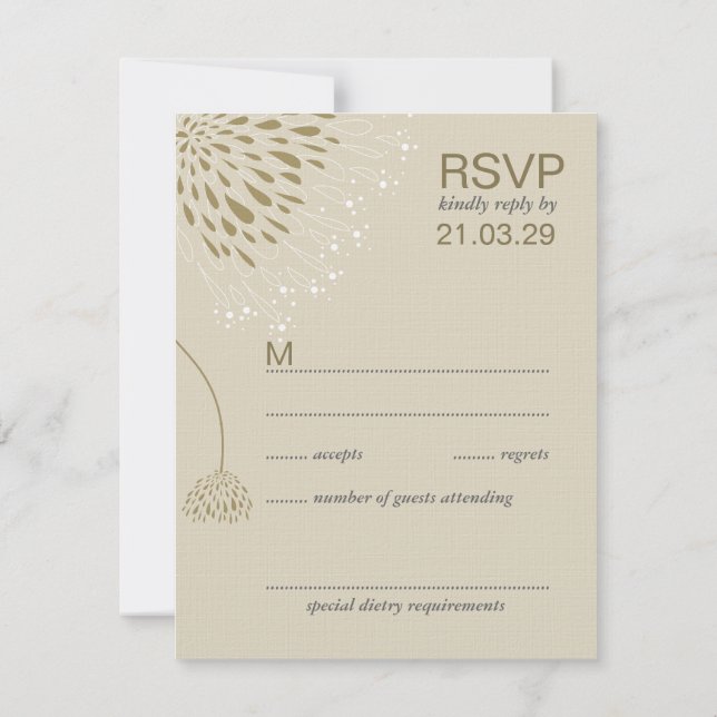 Chrysanthemum Flowers Floral Elegant Wedding RSVP (Verso)