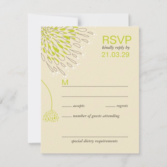 Chrysanthemum Flowers Floral Elegant Wedding RSVP (Verso)