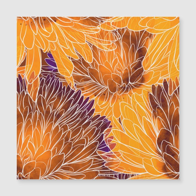 Chrysanthemum Japonês: Watercolor Seamless Patter (Frente)