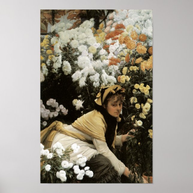 Chrysanthemums por James Tissot Fine Art Impressão (Frente)