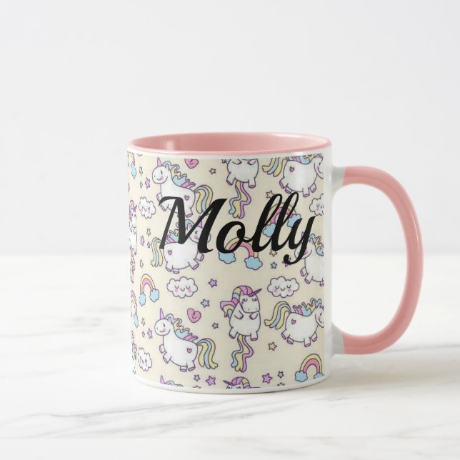 Chubby Happy UNICORNS Kawaii - Caneca (Direita)