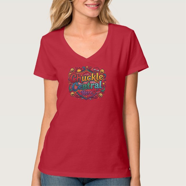 Chuckle Central Aqui – Camiseta Gráfica Divertida  (Frente)