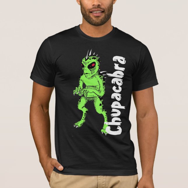 Chupacabra verde com a camisa do criptozoologia de (Frente)