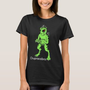 Chupacabra Verde com Camisa Criptozoológica Olhos 