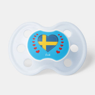Chupeta Bandeira e coração suecos - Suecia bebê/adeptos de