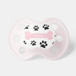 Chupeta Osso de cão cor-de-rosa customizável com