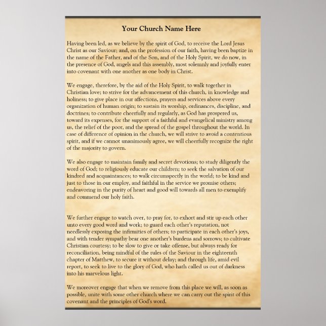 Church Covenant Poster (Frente)