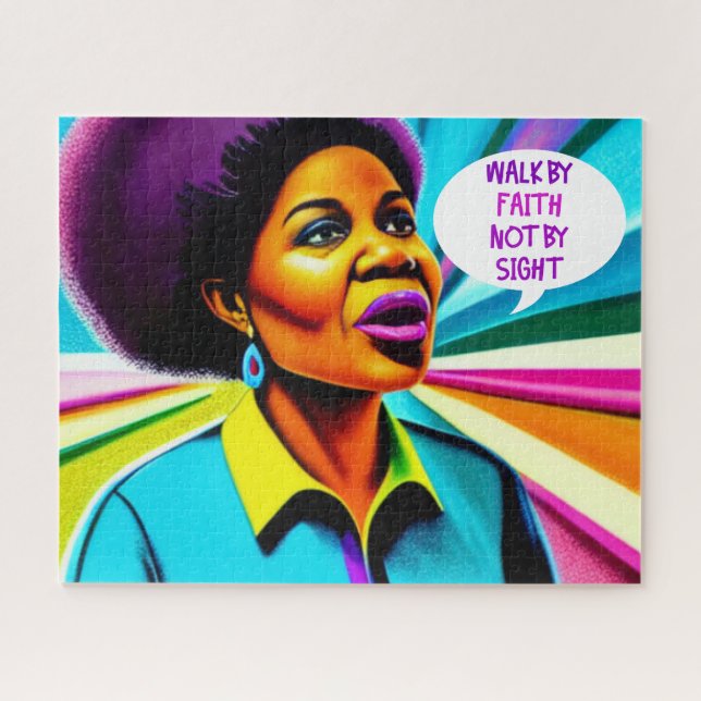 Church Lady Walk By Faith Art Quebra-cabeça (Horizontal)