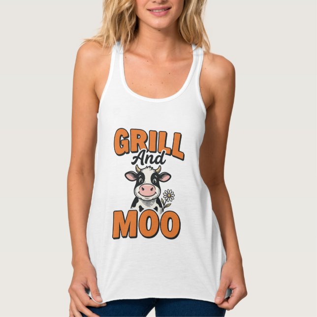 Churrasco De Vaca Engraçada E Design De Camiseta V (Frente)