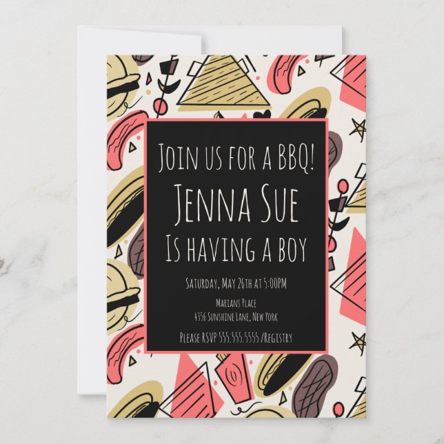 Churrasco de Verão Doodles Baby Shower (Frente)