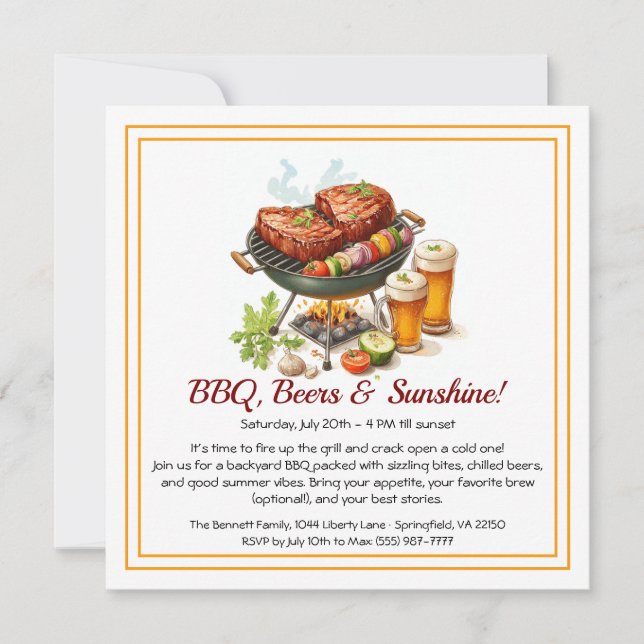 Churrasco de Verão e Convite de festas de cerveja  (Frente)