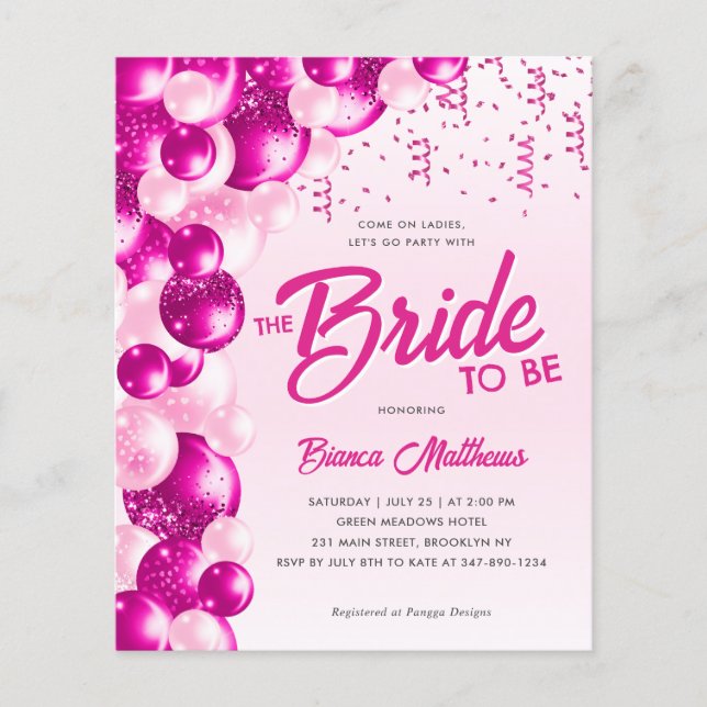 Chuva de Balão Rosa Choque Noiva para Ser Chá de N (Frente)